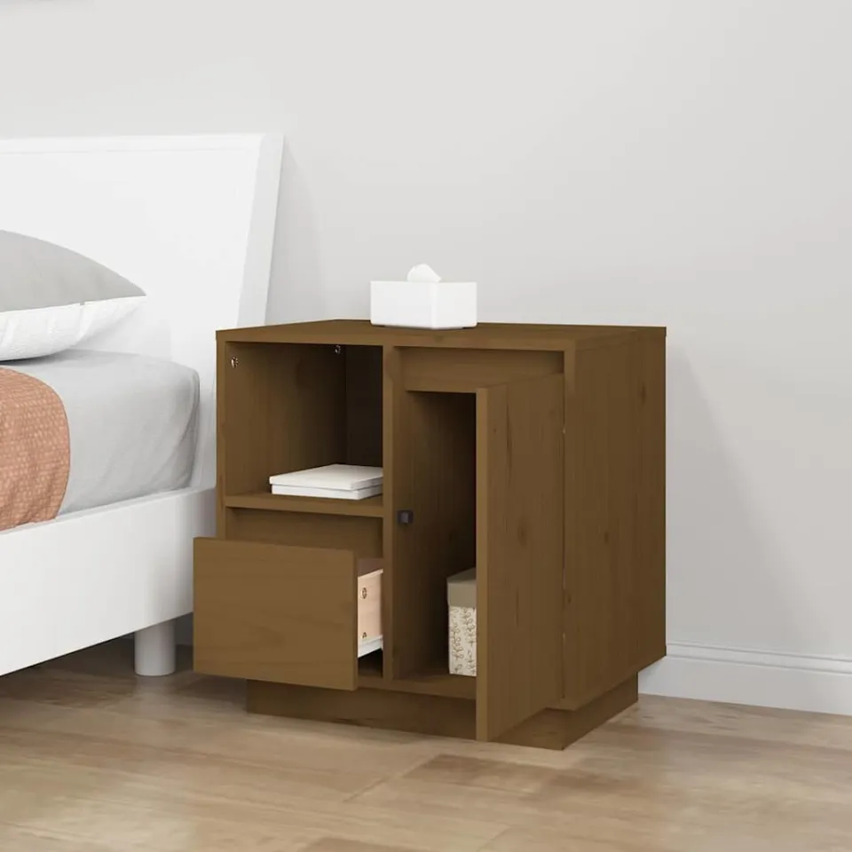 vidaXL Nachtkastjes 2 st 50x34x50 cm massief grenenhout honingbruin bruin, foto 4