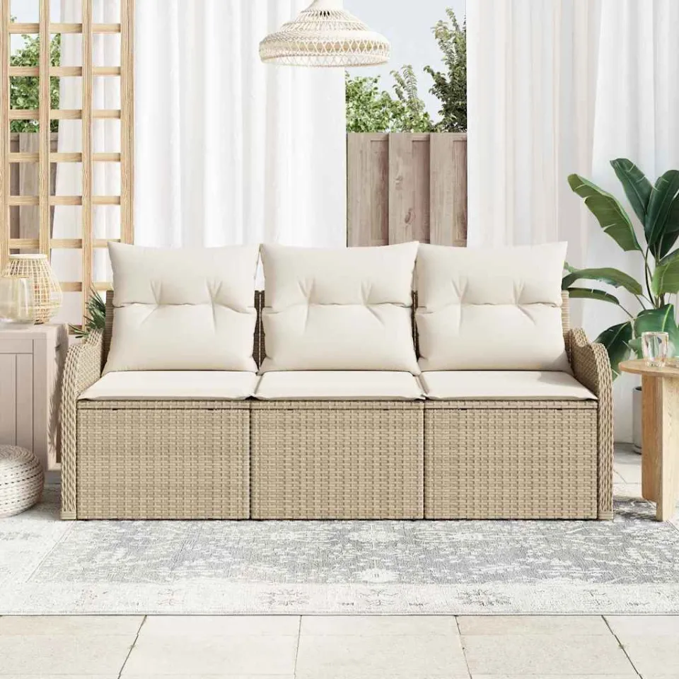 vidaXL Tuinbankenset 3 st Beige poly rattan, foto 3