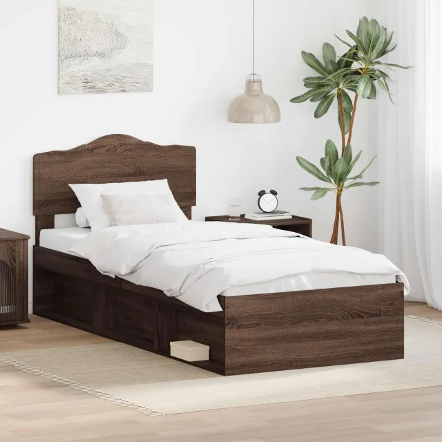 vidaXL Bedframe Bruin Eiken 90 x 190 cm Massief grenenhout