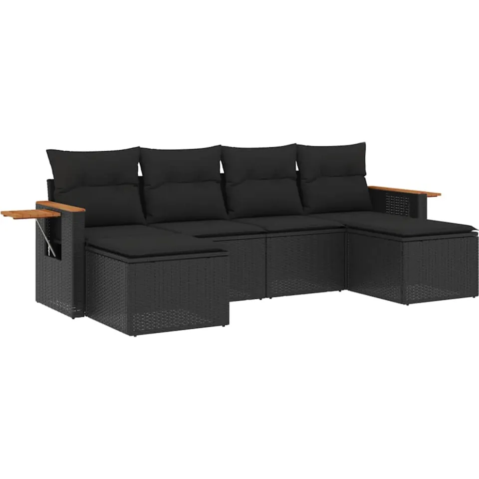 vidaXL Patio Sofa Set 6-zits Black, foto 3