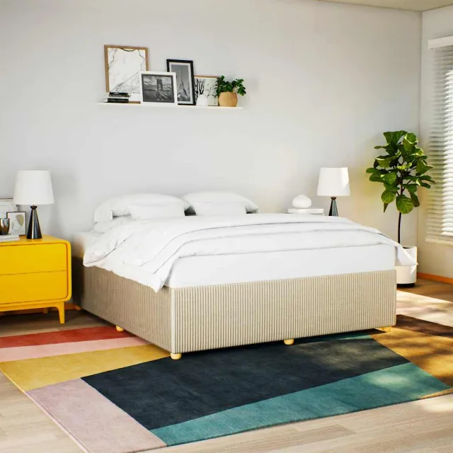 vidaXL Bedframe zonder matras stof crèmekleurig 200x200 cm
