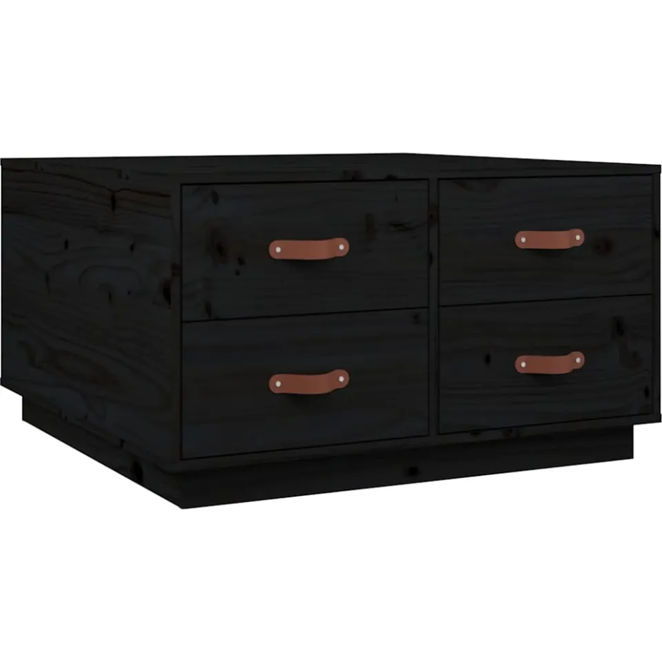vidaXL Salontafel 80x80x45 cm massief grenenhout zwart