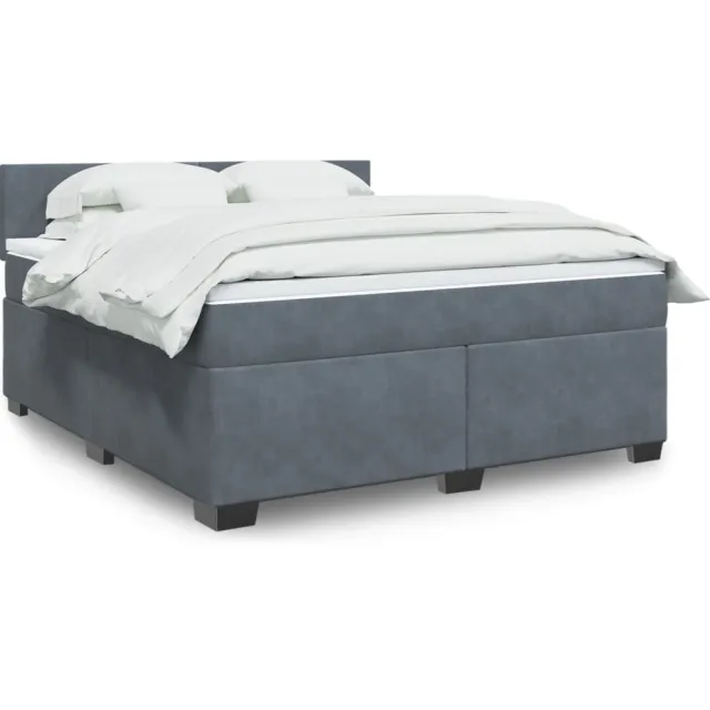 vidaXL Boxspring met matras fluweel donkergrijs 180x200 cm grijs