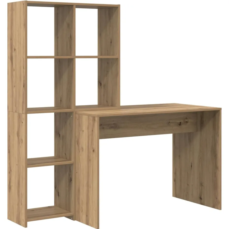 vidaXL Bureau Artisan Eiken 138,5 x 55 x 143 cm Bewerkt hout, foto 3