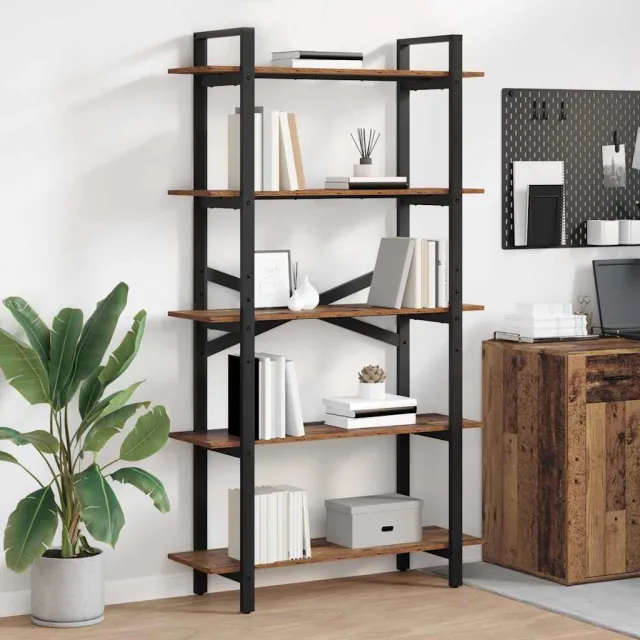 vidaXL Boekenkast 5-laags 100 x 33,5 x 178 cm Bewerkt hout Oud Hout bruin, foto 2