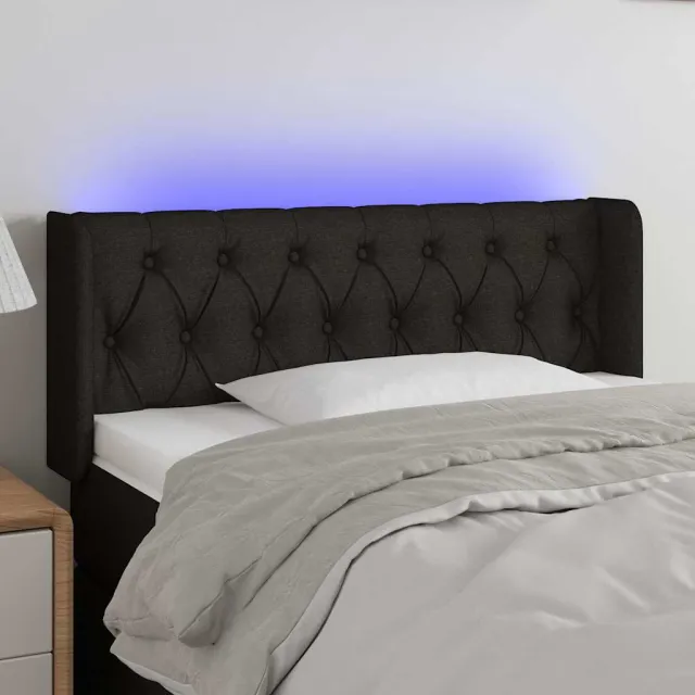 vidaXL Hoofdbord LED 93x16x78/88 cm stof zwart