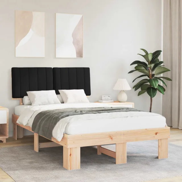 vidaXL Bedframe met Gevoerd Hoofdgedeelte Zwart 120 x 190 cm