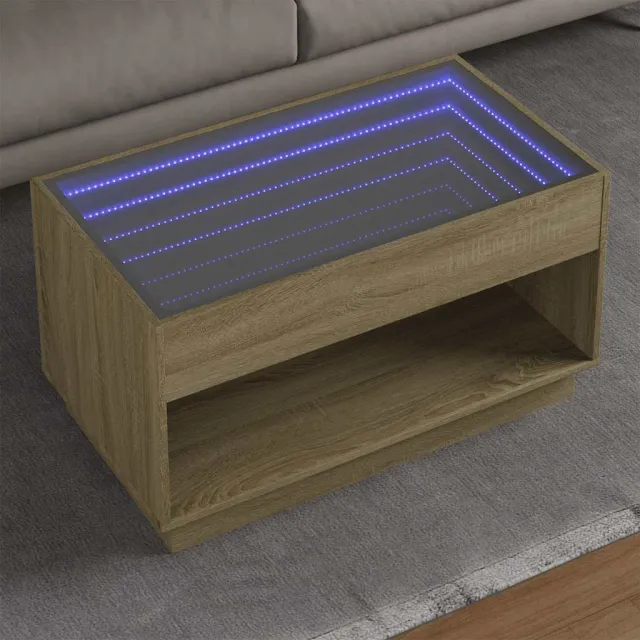 vidaXL Salontafel met Infinity LED 90x50x50 cm sonoma eikenkleurig Bruin