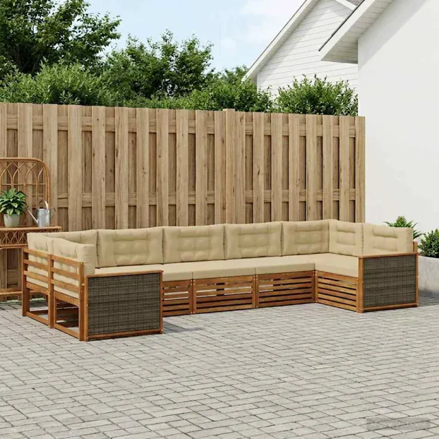 vidaXL Buiten bankenset 7 st 7-zits Natuurlijk en Beige