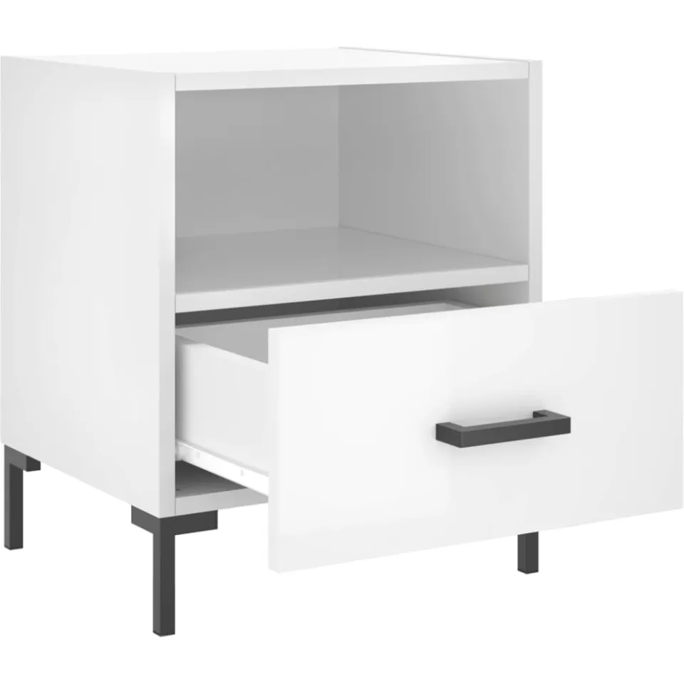 vidaXL Nachtkastjes 2 st 40x35x47,5 cm bewerkt hout hoogglans wit