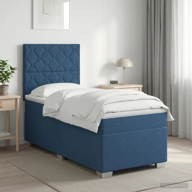 vidaXL Boxspringbed met matras Blauw 100 x 200 cm Stof