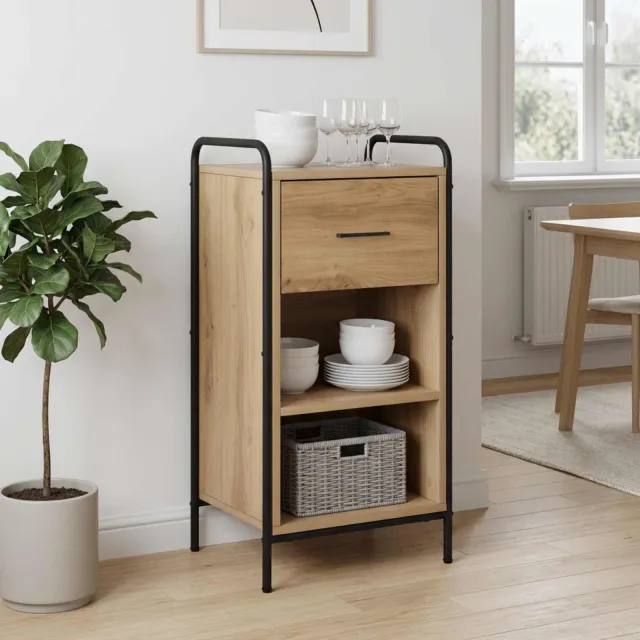 vidaXL Dressoir Artisanaal eiken 97 x 33 x 81 cm Bewerkt hout Bruin