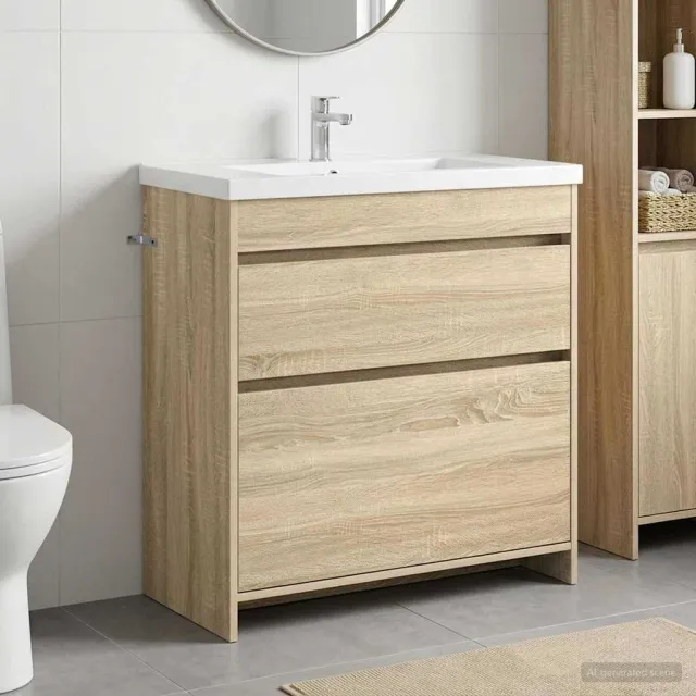 vidaXL Badkamer onder wastafel kast Sonoma Eiken 78,5 x 37,5 x 81 cm Bruin