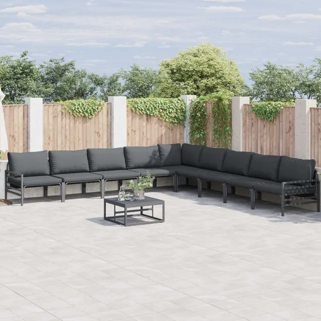 vidaXL Tuinbankenset 10 st Zwart Staal, foto 2