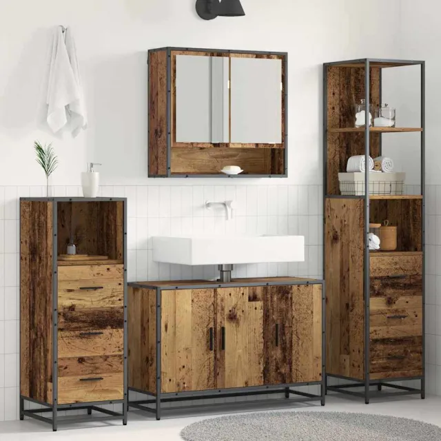 vidaXL Badkamermeubelset 3 st Oud Hout 35 x 37,5 x 166 cm Bewerkt hout bruin, foto 2