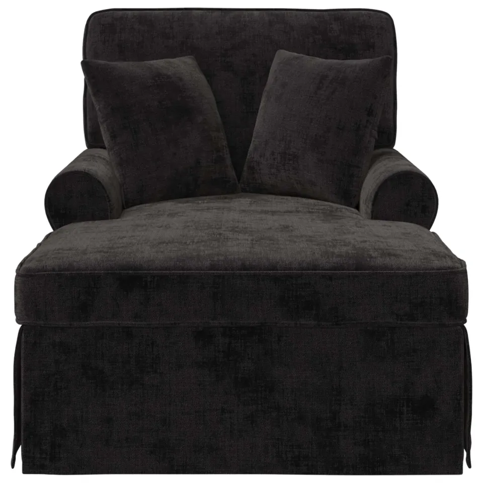 vidaXL Chaise Lounge met Rok met kussen Zwart 157 x 91 x 91 cm ARES