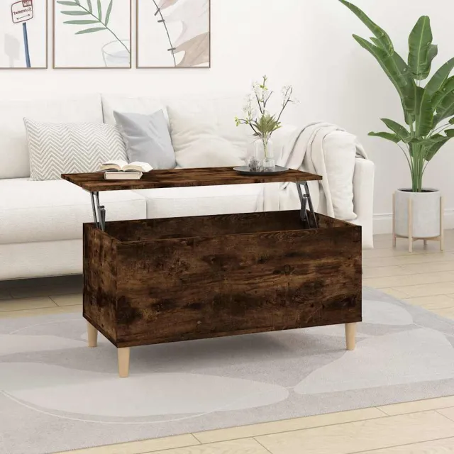 vidaXL Salontafel 90x44,5x45 cm bewerkt hout gerookt eikenkleurig Bruin
