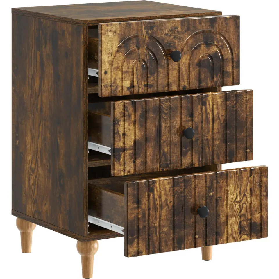vidaXL Nachtkastje Gerookt eiken 43x 41 x 66,5 cm Bewerkt hout, foto 3