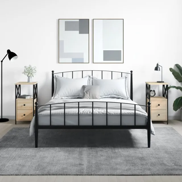 vidaXL Nachtkastjes 2 st 34x35,5x70 cm bewerkt hout grijs sonoma eiken
