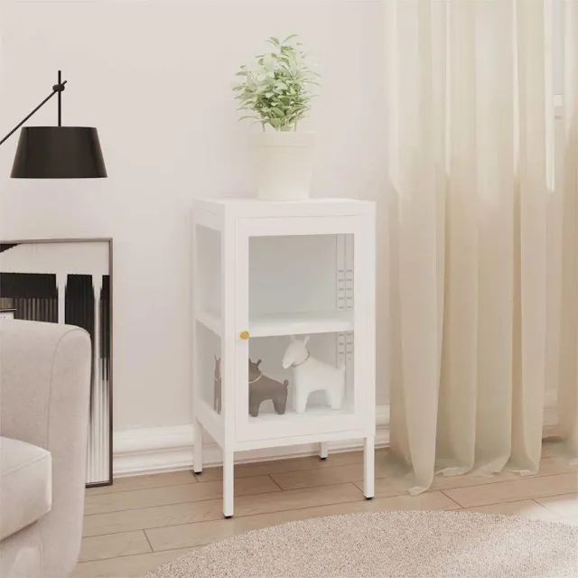 vidaXL Dressoir 38x35x70 cm metaal en glas Wit