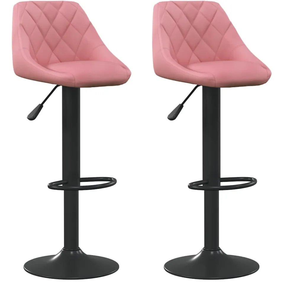 vidaXL Barkrukken 2 st fluweel roze, foto 3
