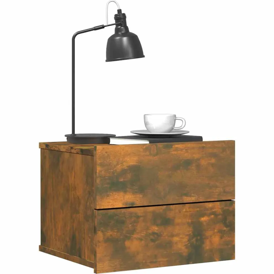 vidaXL Nachtkastjes 2 st 40x30x30 cm bewerkt hout gerookt eikenkleurig, foto 3