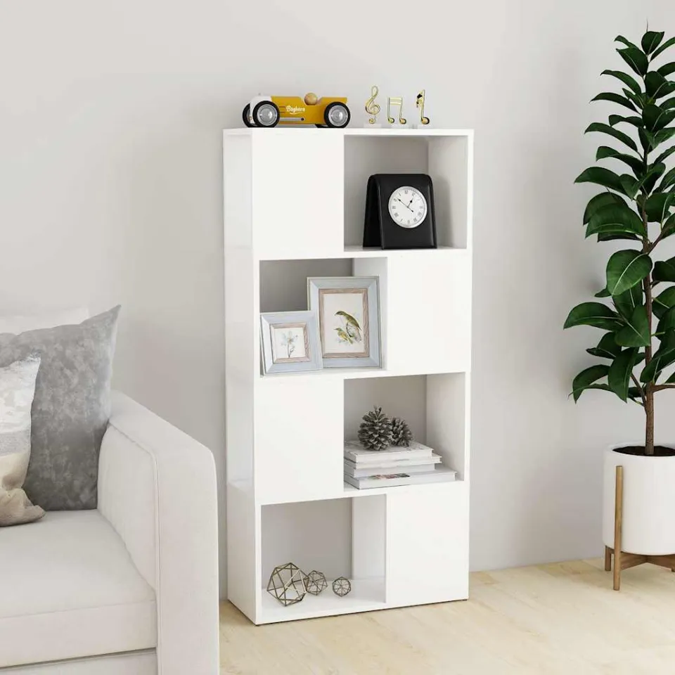 vidaXL Boekenkast/kamerscherm 60x24x124,5 cm bewerkt hout wit, foto 2