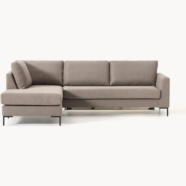 Westwing Collection Slaapbank Luna (3-zits) met matras taupe