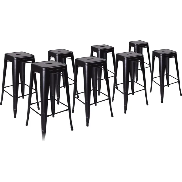 Van Vugt Event Products Barkruk Vintage Tolix - Set van 8 - Zwart - Stapelbaar