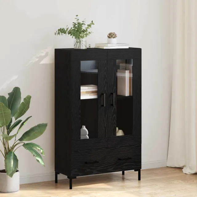 vidaXL Highboard Zwart Eiken 69,5 x 31 x 115 cm Bewerkt hout