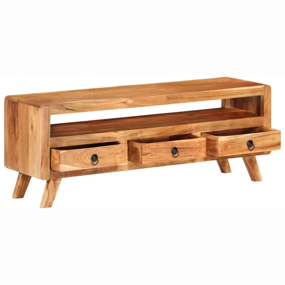 vidaXL Tv-meubel 110x30x40 cm massief acaciahout bruin, foto 3