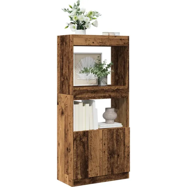 vidaXL Hoge kast 63x33x140 cm bewerkt hout oud houtkleurig Bruin