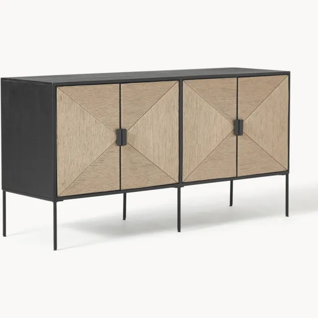 Westwing Collection Dressoir June van mangohout Beige, Zwart