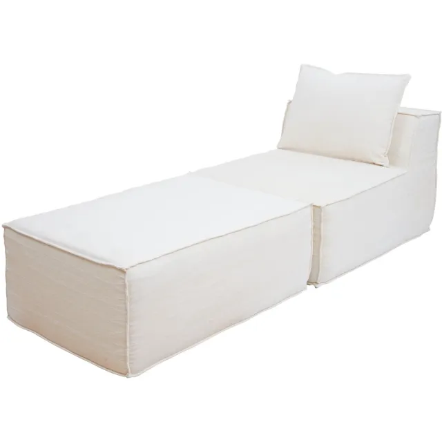MCW Chaise longue/accessoires voor bank MCW-O54, fauteuil ottomane recamier, stof/textiel (300 g/m²) 63x75x194 cm ~ crème