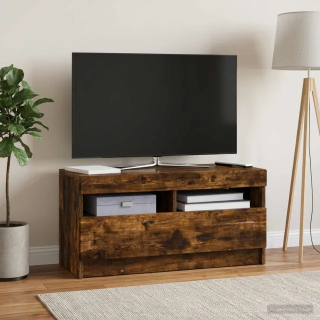 vidaXL LED tv-meubel Gerookt eiken Bewerkt hout Bruin