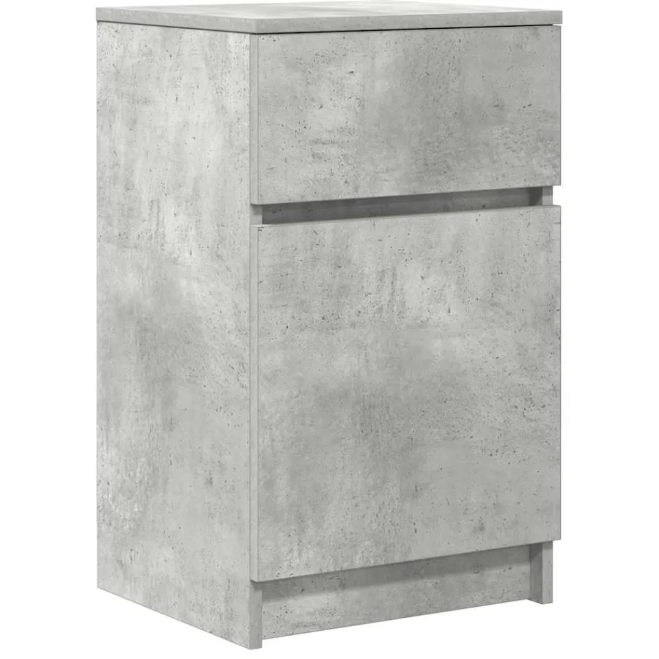 vidaXL Nachtkastje 39x35x65 cm bewerkt hout betongrijs Bruin