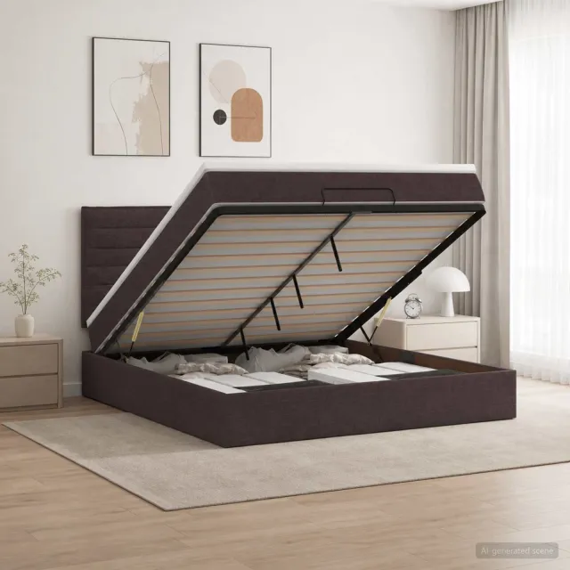 vidaXL Ottoman bed met matras Donkerbruin 140 x 200 cm Stof bruin