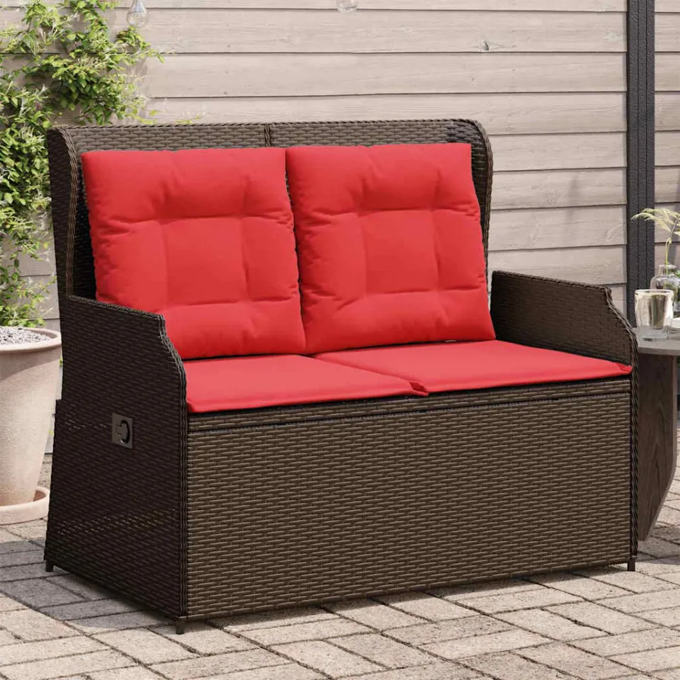vidaXL Tuinbank Bruin poly rattan, foto 3