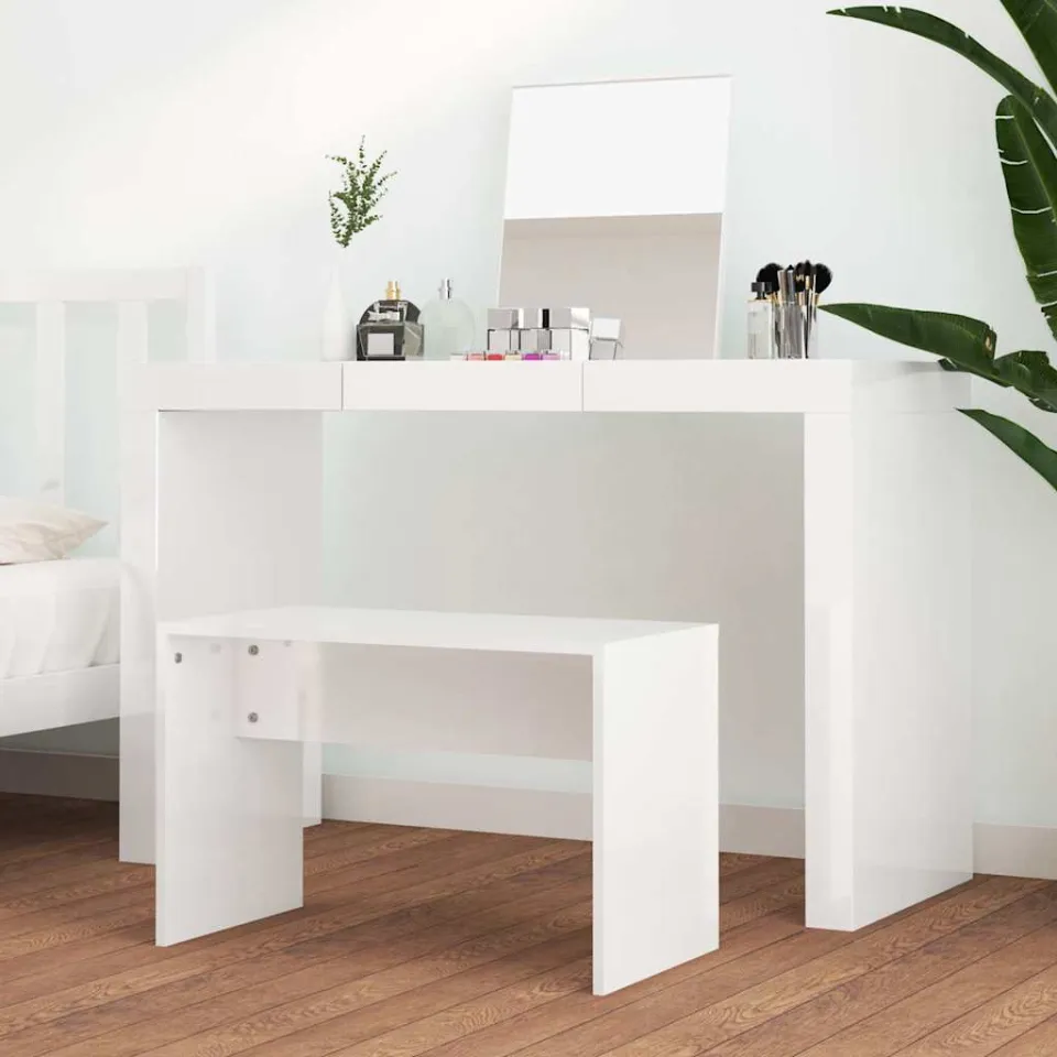 vidaXL Kaptafelkruk 70x35x45 cm bewerkt hout hoogglans wit, foto 2