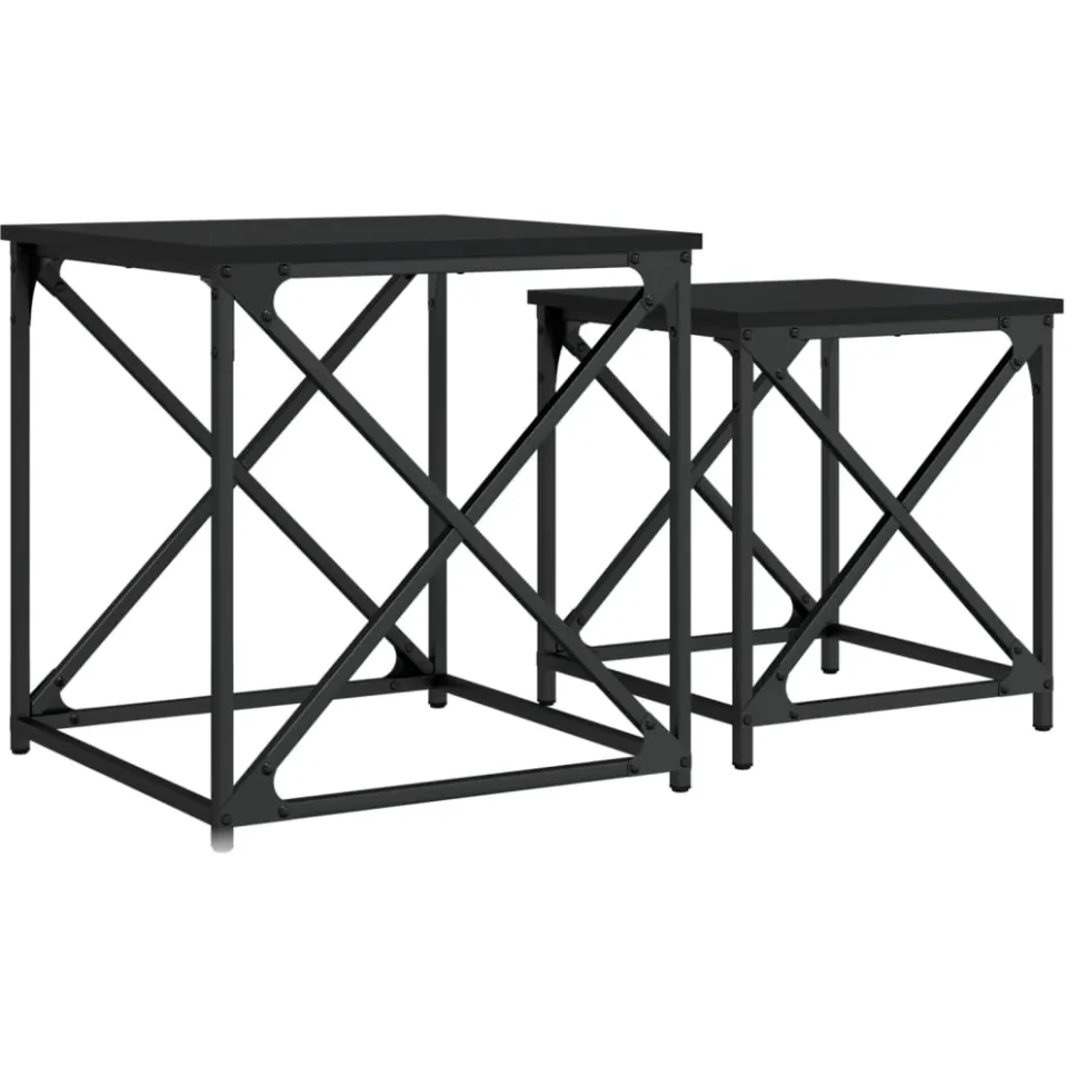 vidaXL 2-delige Tafeltjesset bewerkt hout zwart, foto 4