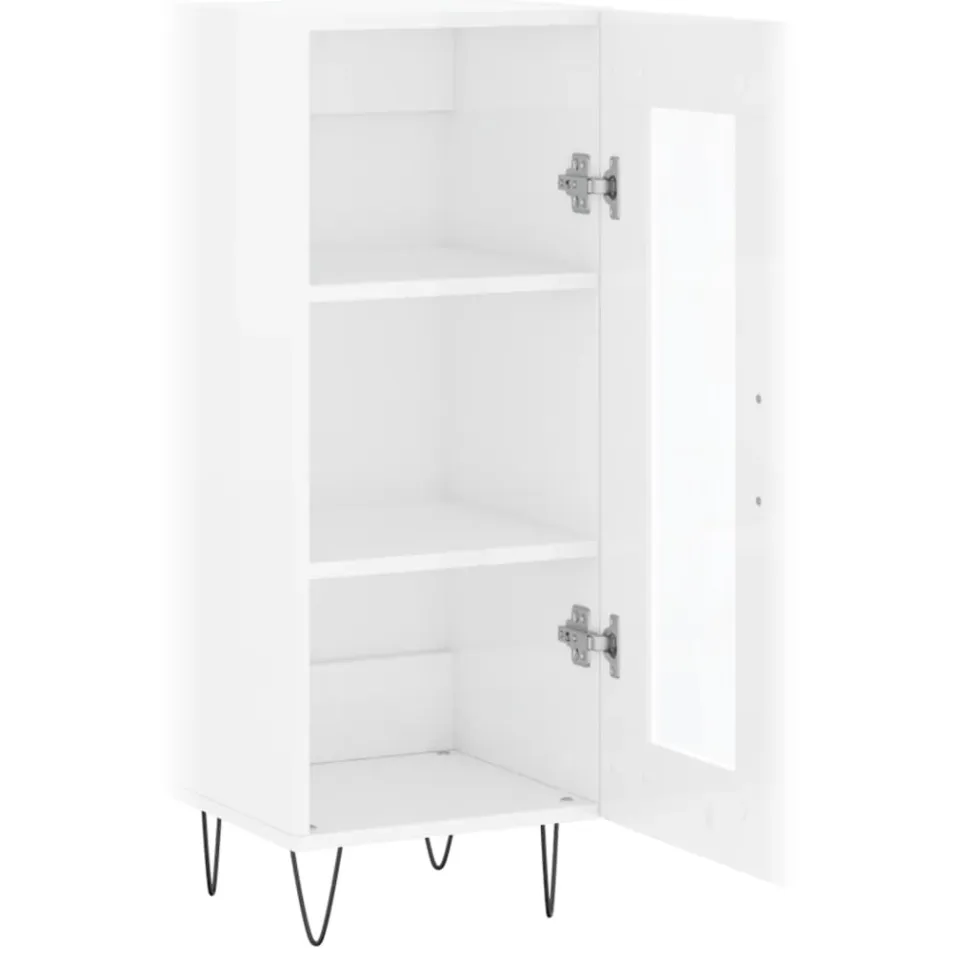 vidaXL Dressoir 34,5x34x90 cm bewerkt hout hoogglans wit, foto 4