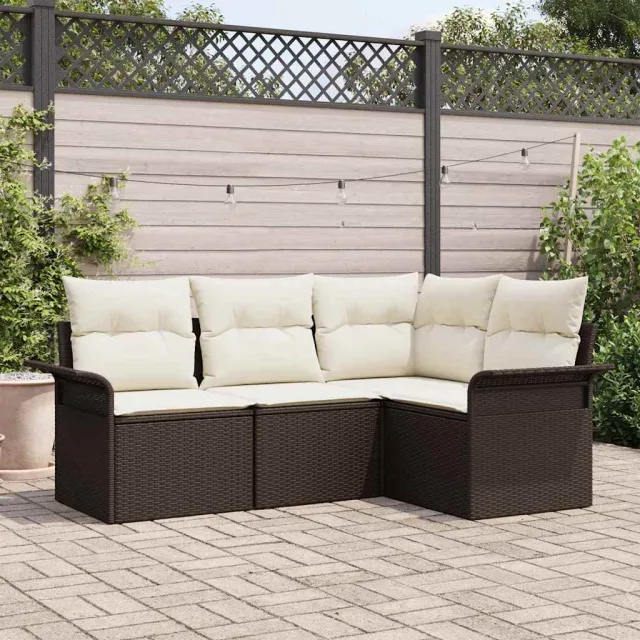 vidaXL Tuin Sofa Set 4 st Bruin poly rattan