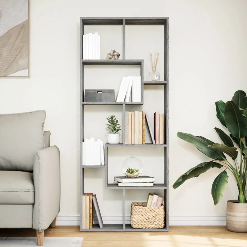 vidaXL Kamerscherm / boekenkast 67x25x161,5 cm hout grijs sonoma eiken, foto 2