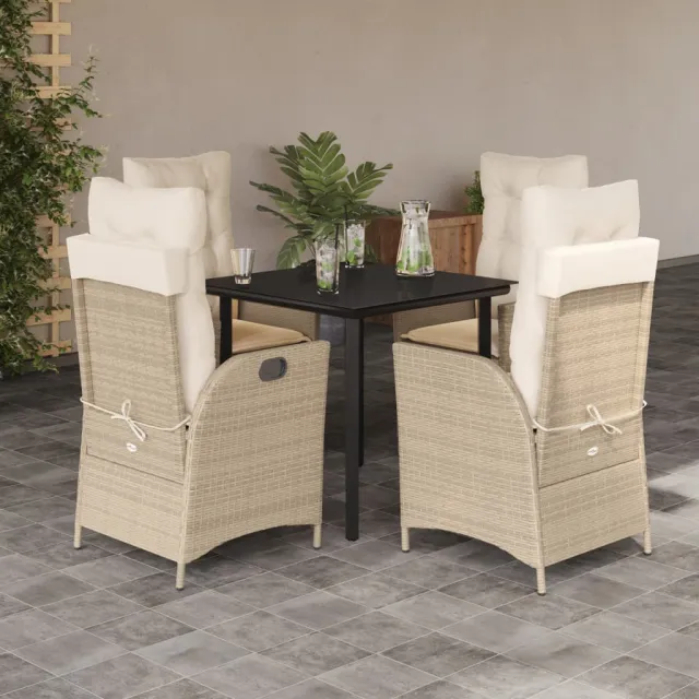vidaXL 5-delige Tuinset met kussens poly rattan beige, foto 2