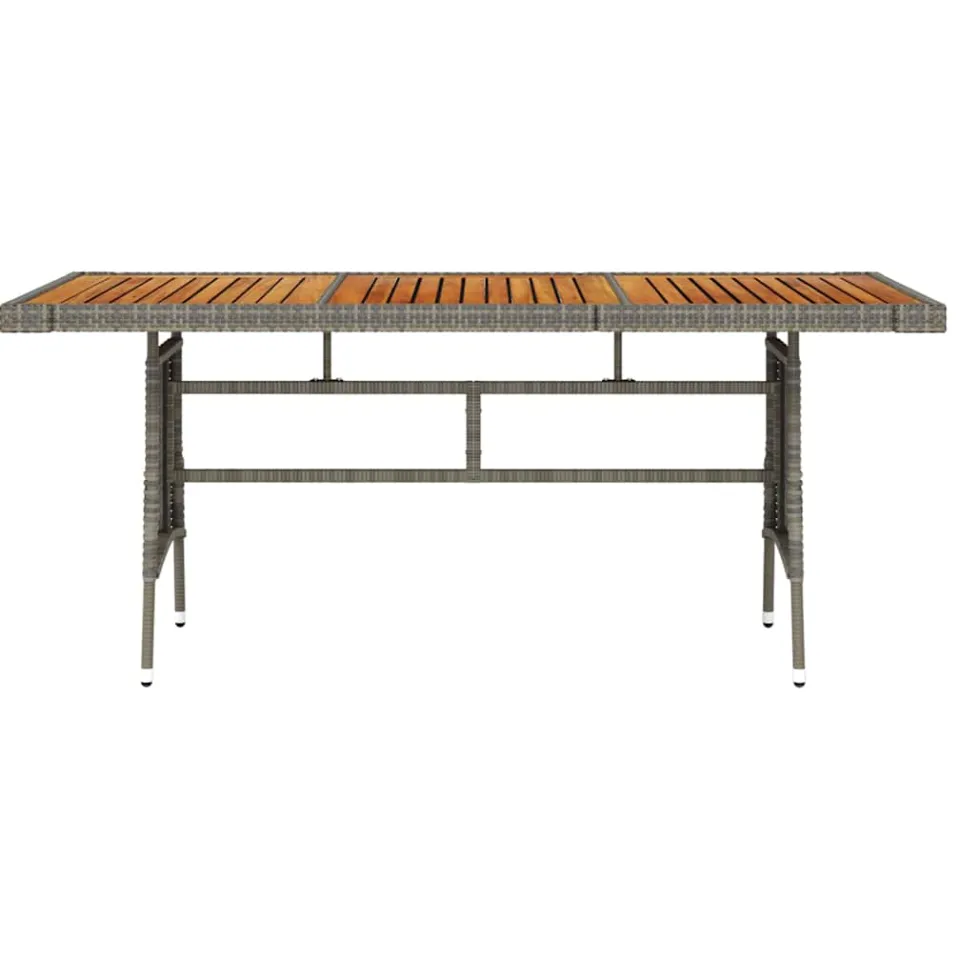 vidaXL Tuintafel 160x70x72 cm poly rattan en massief acaciahout grijs