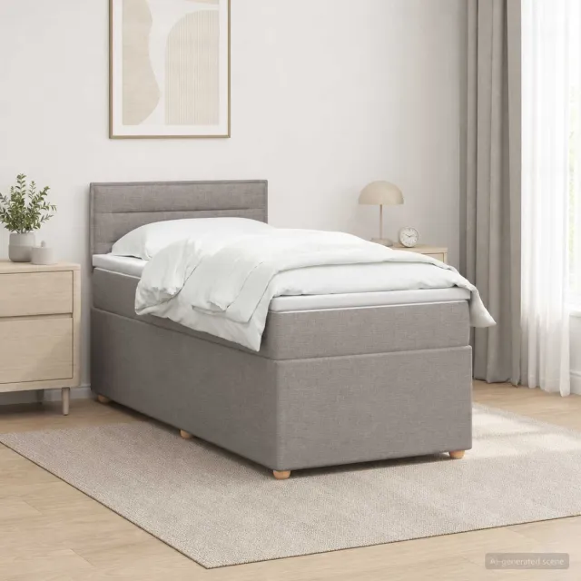 vidaXL Boxspringbed met matras met hoofdeinde Taupe 90 x 190 cm Stof
