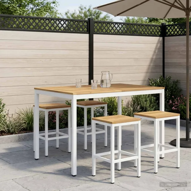 vidaXL Tuinbar Tafel NAARDEN Witgewassen 110 x 108,5 x 105 cm, foto 2