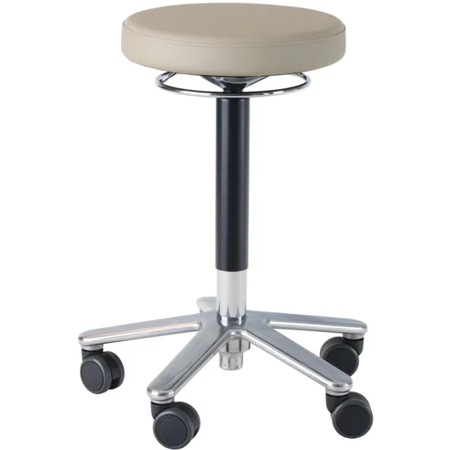 Wesjon Tabouret medic - chroom gaslift en kruispoot - kunstleder bekleding - lichtbruin