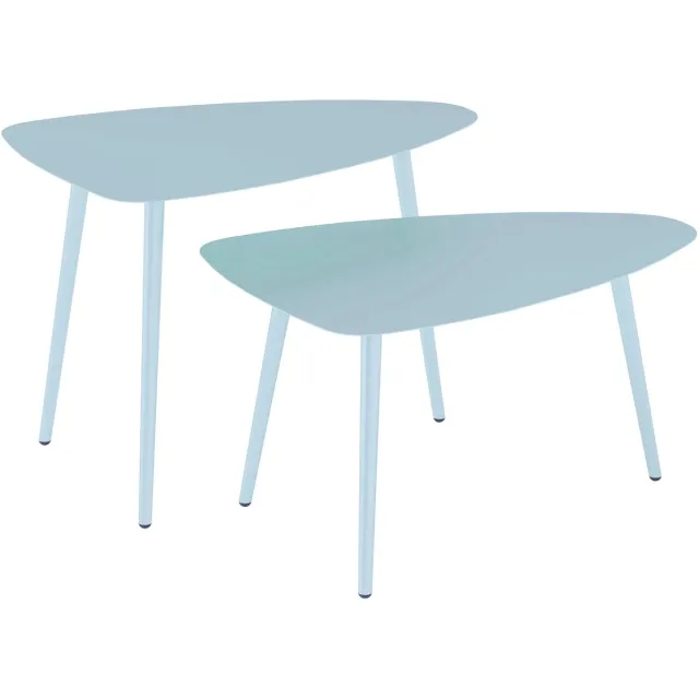 Outsunny Koffietafelset-Staal-65x45x45cm-Lichtblauw