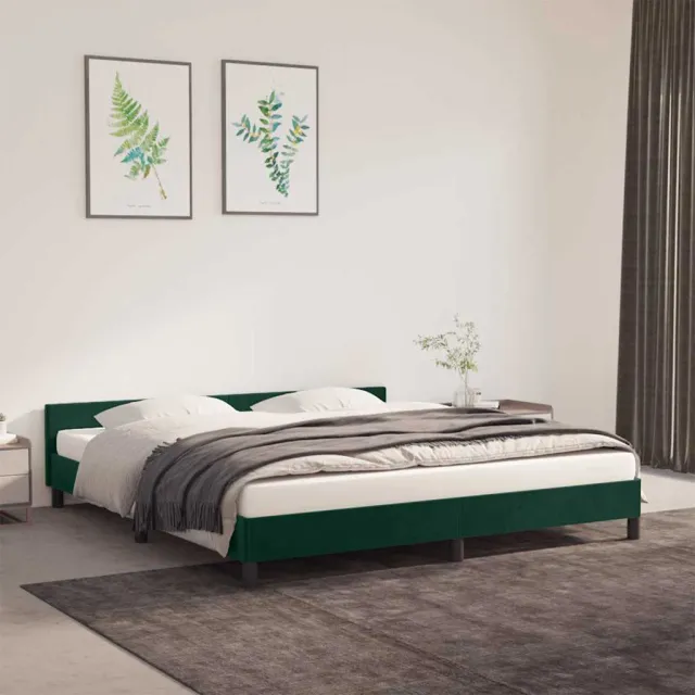 vidaXL Bedframe zonder matras 180x200 cm fluweel donkergroen groen